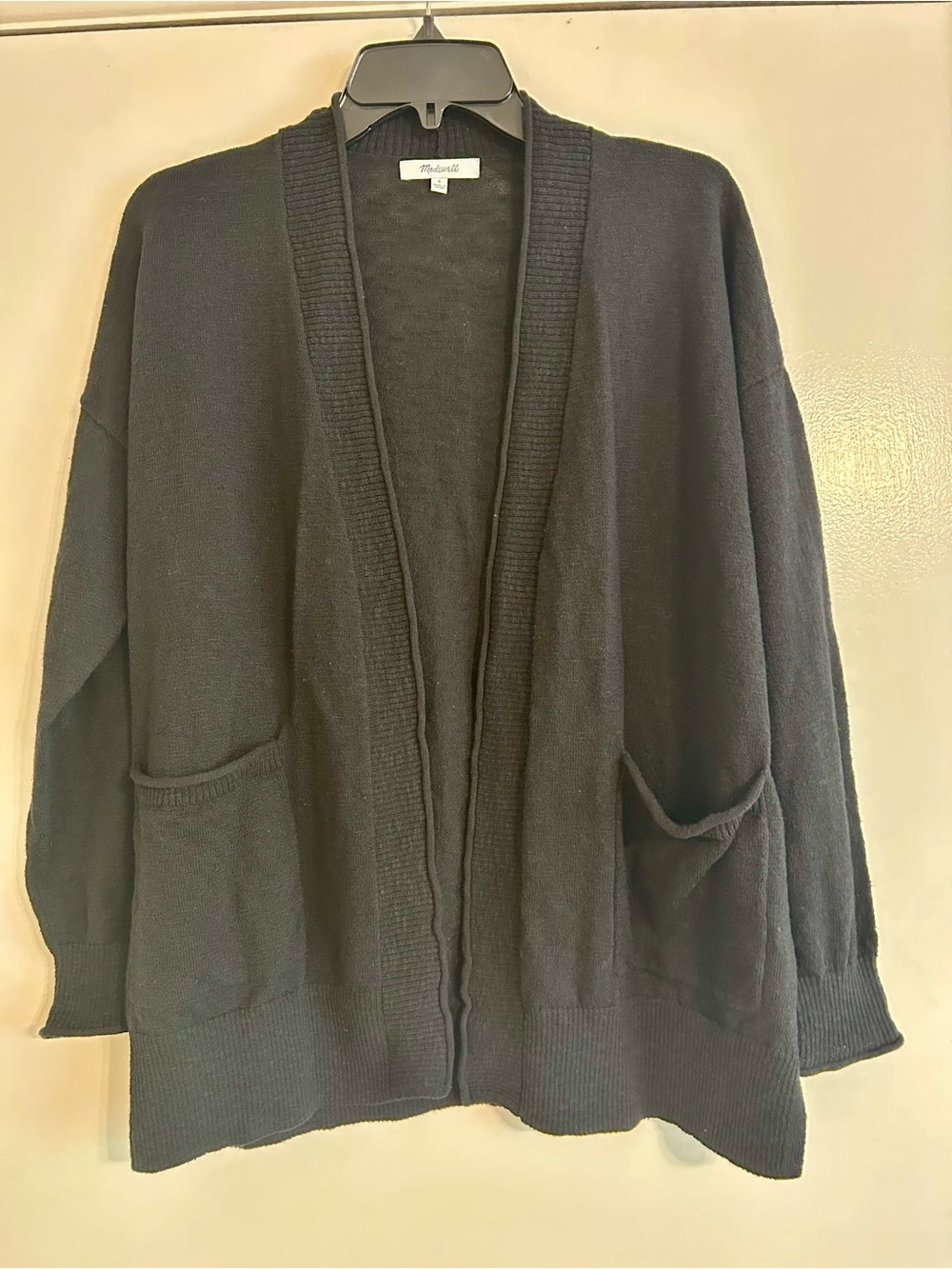 Madewell Black Open-Front Pocket Cardigan